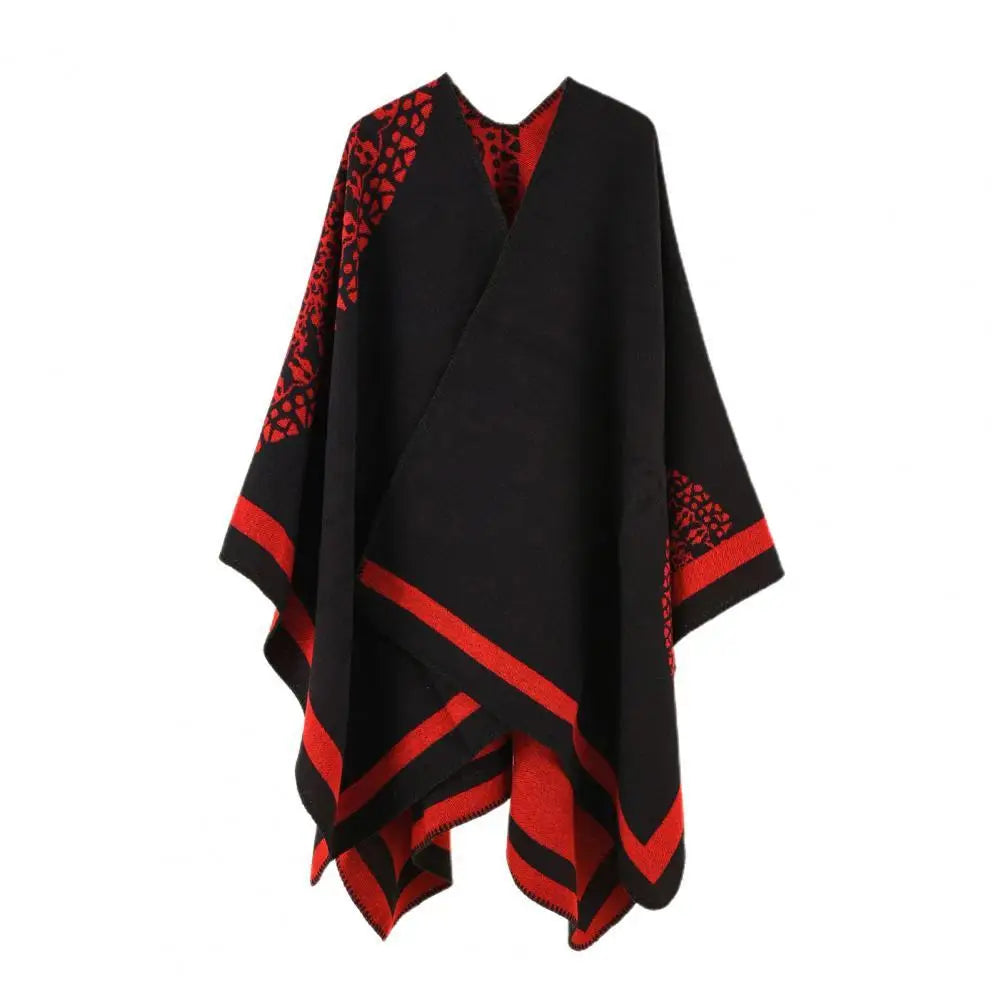 Poncho Coat Thickening Patchwork Imitated Cashmere Split Shawl Cloak Scarf Soft Touching Women Cape Coat Women Luxury Shawl