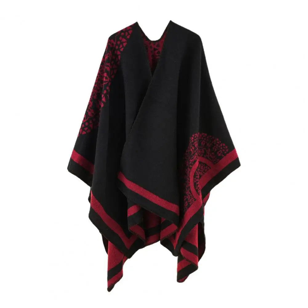 Poncho Coat Thickening Patchwork Imitated Cashmere Split Shawl Cloak Scarf Soft Touching Women Cape Coat Women Luxury Shawl