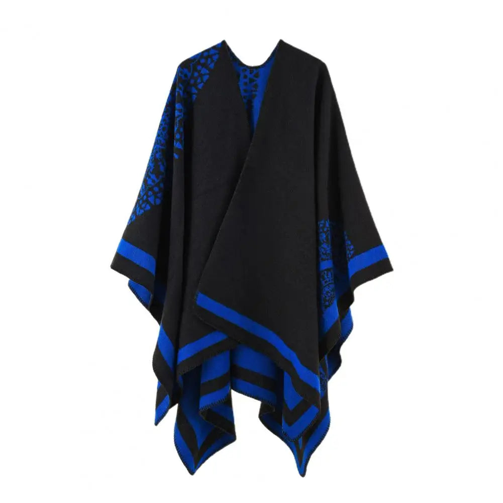 Poncho Coat Thickening Patchwork Imitated Cashmere Split Shawl Cloak Scarf Soft Touching Women Cape Coat Women Luxury Shawl