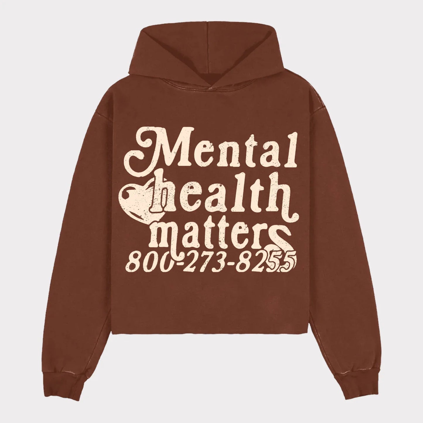 Retro street Mental Health Matters hoodie men's and women's long-sleeved casual loose y2k Couple's clothing sweatshirts