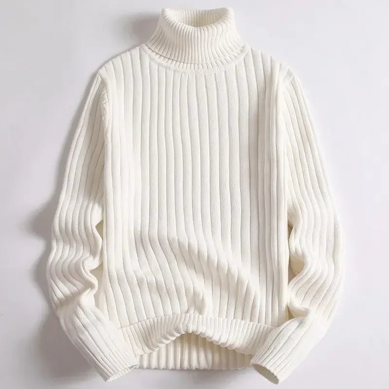 American Style Simple and Casual Warm Solid Color Turtleneck Knitted Pullover Sweater for Young Men in Autumn and Winter.