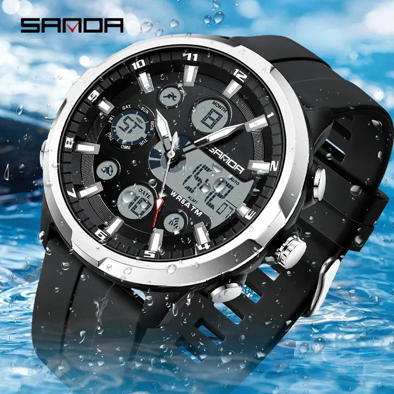 SANDA 9053 G Sports Military Men's Watches Luxury Digital Watch 50M Waterproof Quartz Wristwatch for Male Relogios Masculino