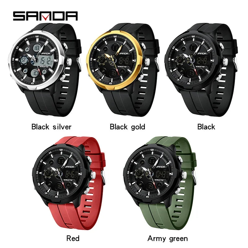 SANDA 9053 G Sports Military Men's Watches Luxury Digital Watch 50M Waterproof Quartz Wristwatch for Male Relogios Masculino