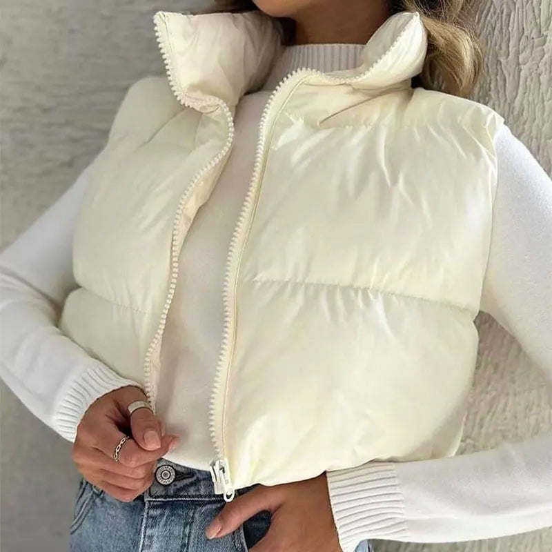 New Autumn Winter Jacket Women Solid Sexy Sleeveless Jacket Streetwear Fashion Turtleneck Versatile Casual Outdoor Travel Jacket