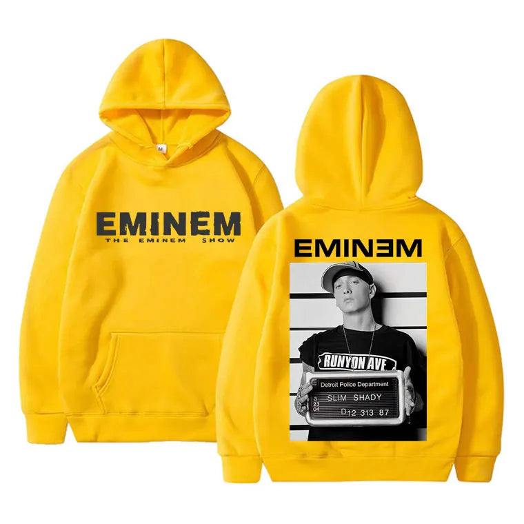 Rapper Eminem Shim Shady Hip Hop Oversized Hoodie Men Women Fleece Cotton Hooded Sweatshirt Tops Male Fashion Vintage Streetwear