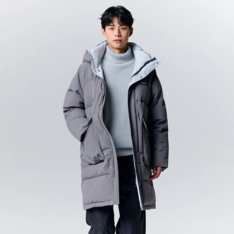 Semir Down Jacket Men 2023 Winter New Three-Proof Technology Fashionable White Duck Down Long Winter Hooded Jacket