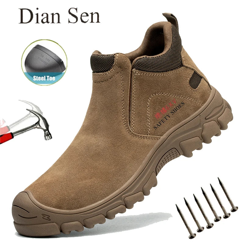 Safety Shoes Men Steel Toe Work Shoes Anti-smash Anti-puncture Indestructible Shoes Protective Rubber Boots Industrial Shoes