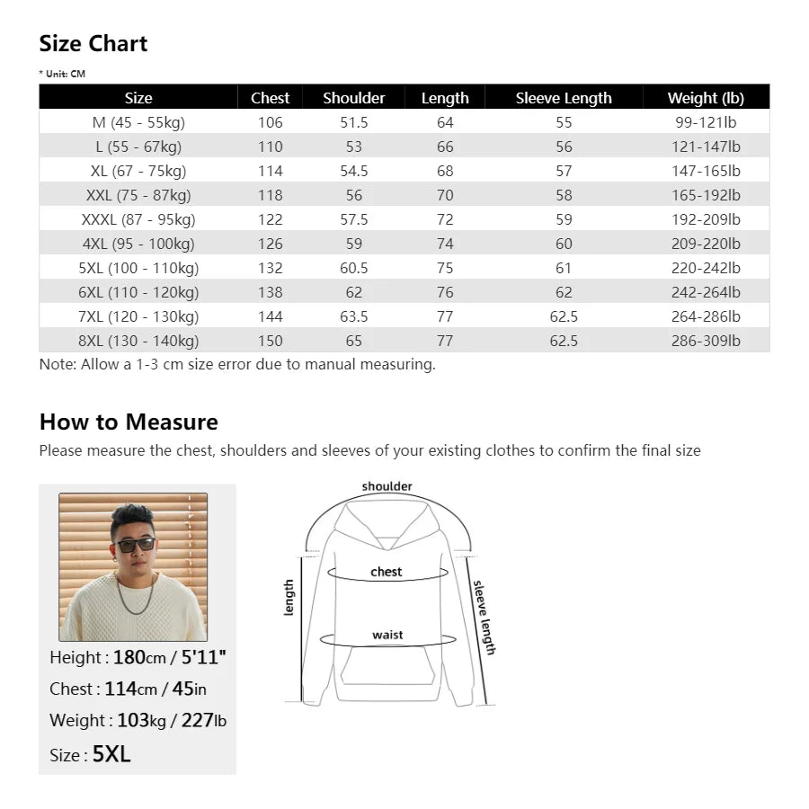 Men Sweatshirts Hoodies Black Oversized 6XL 7XL 8XL Plus Size Long Sleeve O-Neck Pocket  Autumn Streetwear Fashion Sportswear