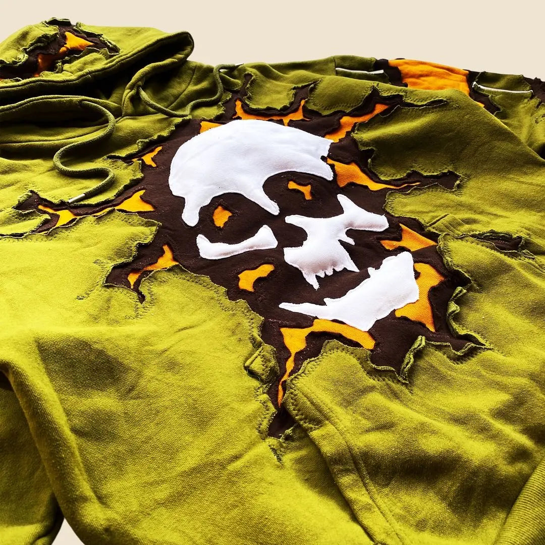 Oversized Skull Patchwork Design Hoodie Men Women New Gothic Sweatshirt Clothes Men's Casual Clothing Harajuku Street Wear