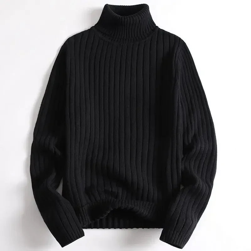 American Style Simple and Casual Warm Solid Color Turtleneck Knitted Pullover Sweater for Young Men in Autumn and Winter.