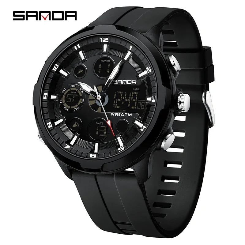 SANDA 9053 G Sports Military Men's Watches Luxury Digital Watch 50M Waterproof Quartz Wristwatch for Male Relogios Masculino