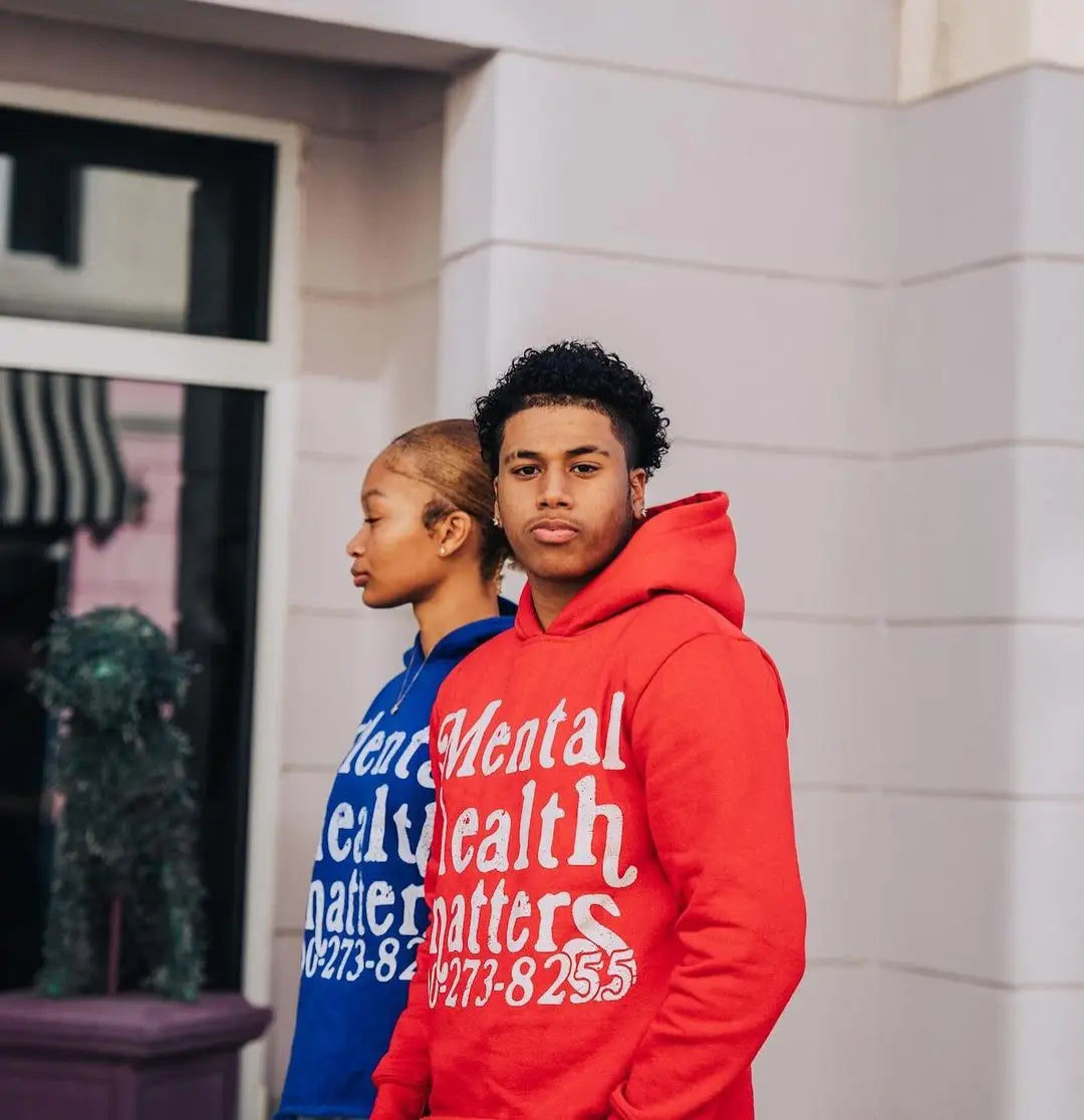 Retro street Mental Health Matters hoodie men's and women's long-sleeved casual loose y2k Couple's clothing sweatshirts