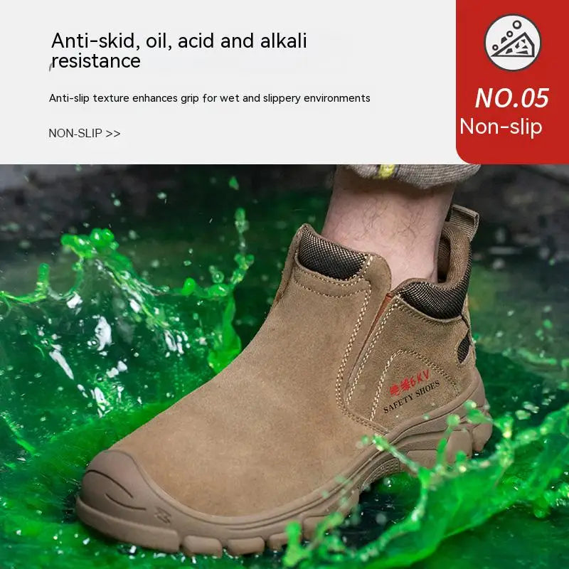 Safety Shoes Men Steel Toe Work Shoes Anti-smash Anti-puncture Indestructible Shoes Protective Rubber Boots Industrial Shoes