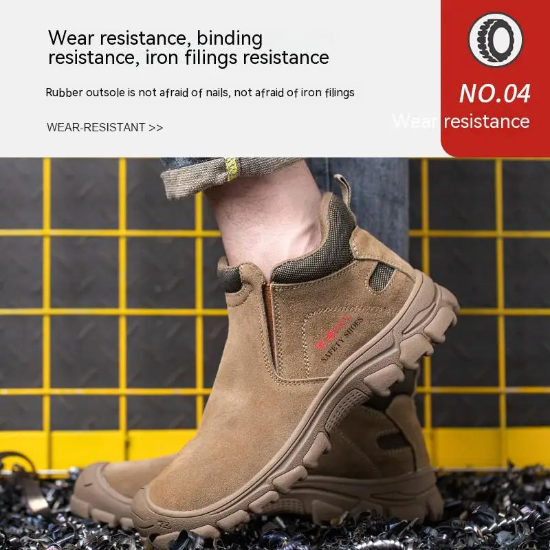 Safety Shoes Men Steel Toe Work Shoes Anti-smash Anti-puncture Indestructible Shoes Protective Rubber Boots Industrial Shoes