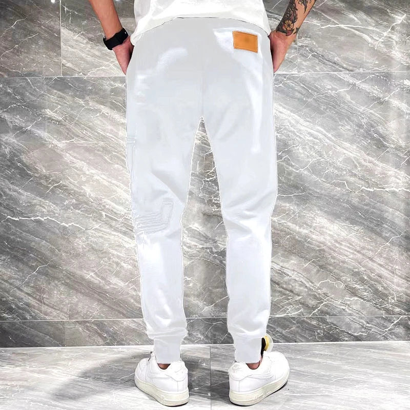 Cotton white slim casual pants men's trousers fashion street clothes outdoor men's wear