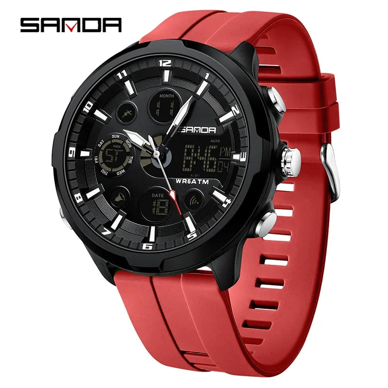 SANDA 9053 G Sports Military Men's Watches Luxury Digital Watch 50M Waterproof Quartz Wristwatch for Male Relogios Masculino