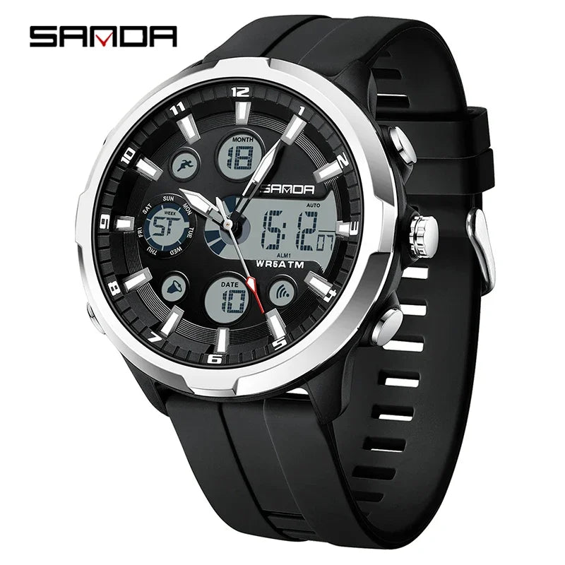 SANDA 9053 G Sports Military Men's Watches Luxury Digital Watch 50M Waterproof Quartz Wristwatch for Male Relogios Masculino