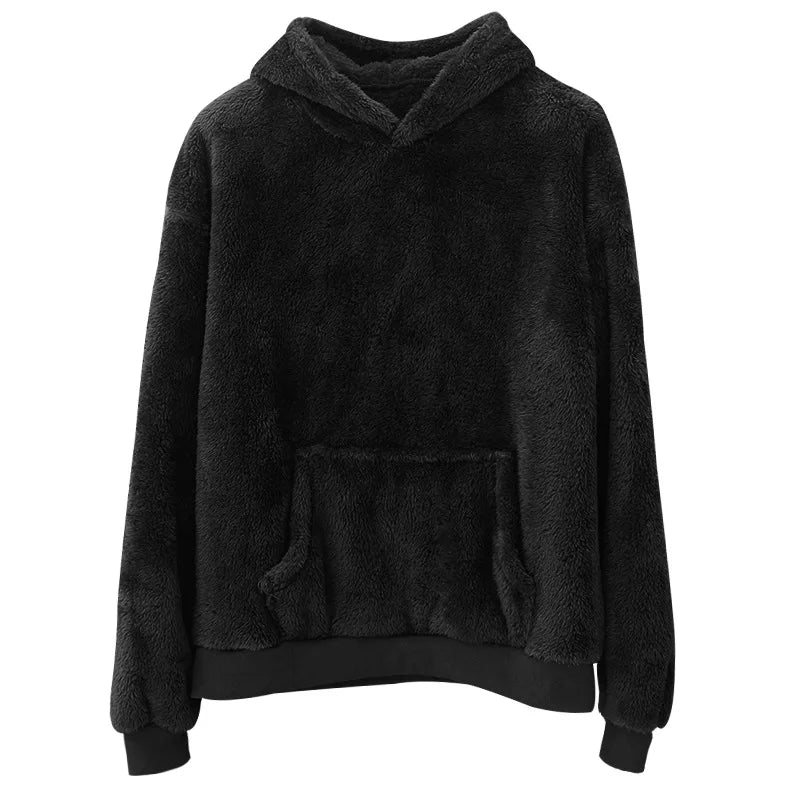 Winter new double-sided velvet youth hooded sweater men's lamb wool winter jumper jacket