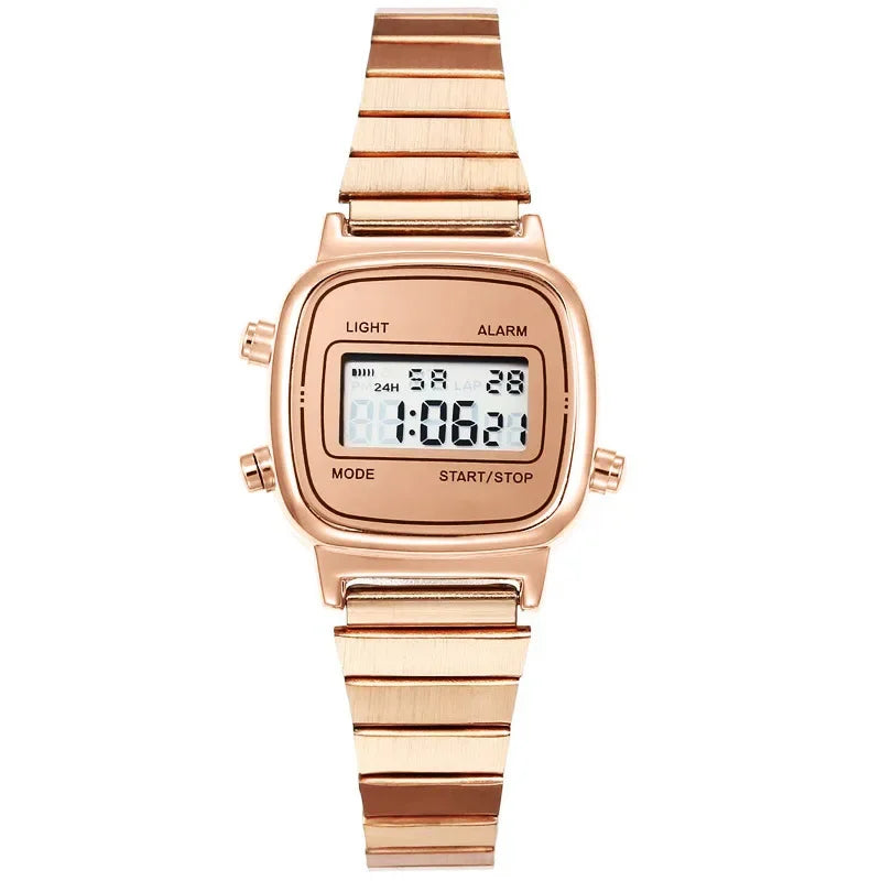 Women Casual LED Electronic Watch Retro Stainless Steel Watches for Men Women Unisex LED Digital Watch Multifunction Wristwatch