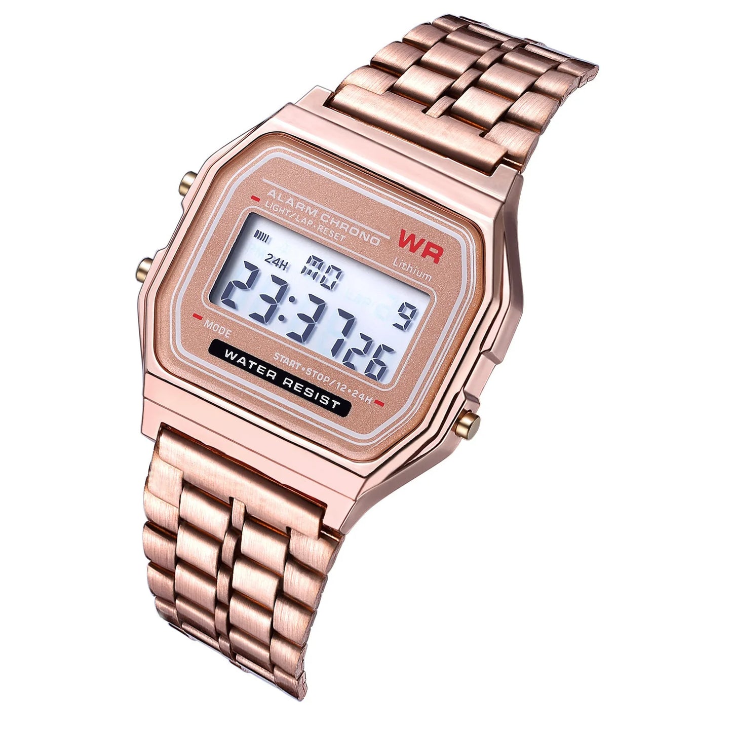 Women Casual LED Electronic Watch Retro Stainless Steel Watches for Men Women Unisex LED Digital Watch Multifunction Wristwatch