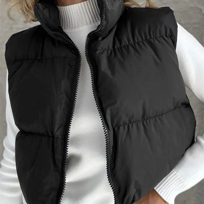 New Autumn Winter Jacket Women Solid Sexy Sleeveless Jacket Streetwear Fashion Turtleneck Versatile Casual Outdoor Travel Jacket